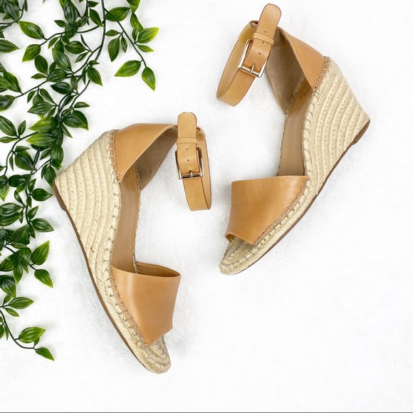 Vince Camuto Shoes - Vince Camuto | Tan Peep Toe Espadrille Wedges